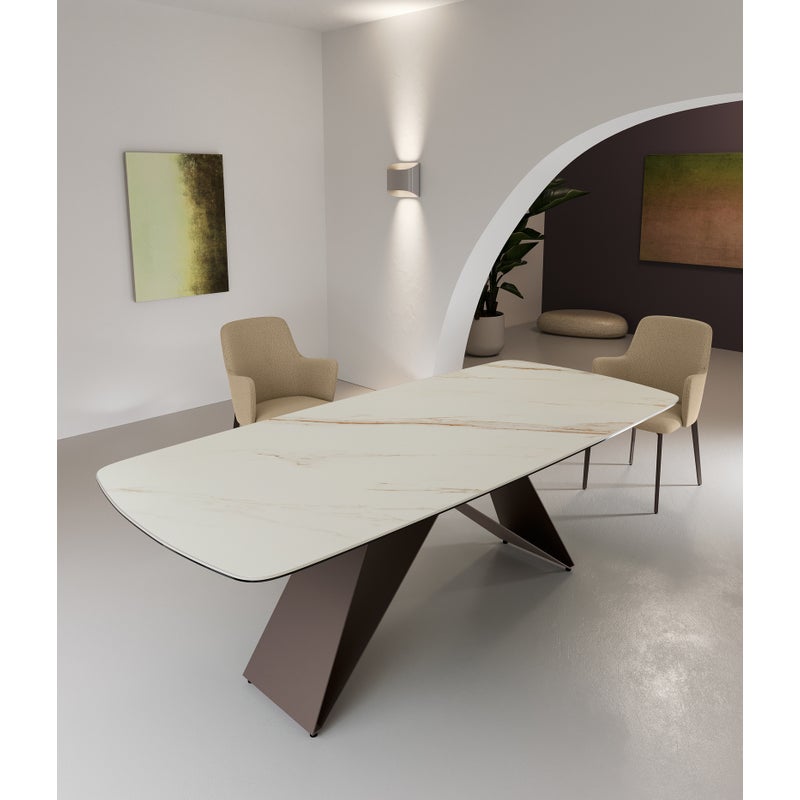 Thanos - Stół stały (220 x 110 cm) z brązowej ceramiki