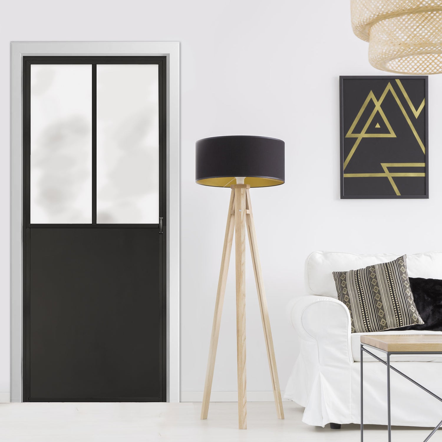 Sticker porte, trompe l'oeil porte atelier noir, style industriel, 204 cm X 73 cm - 4