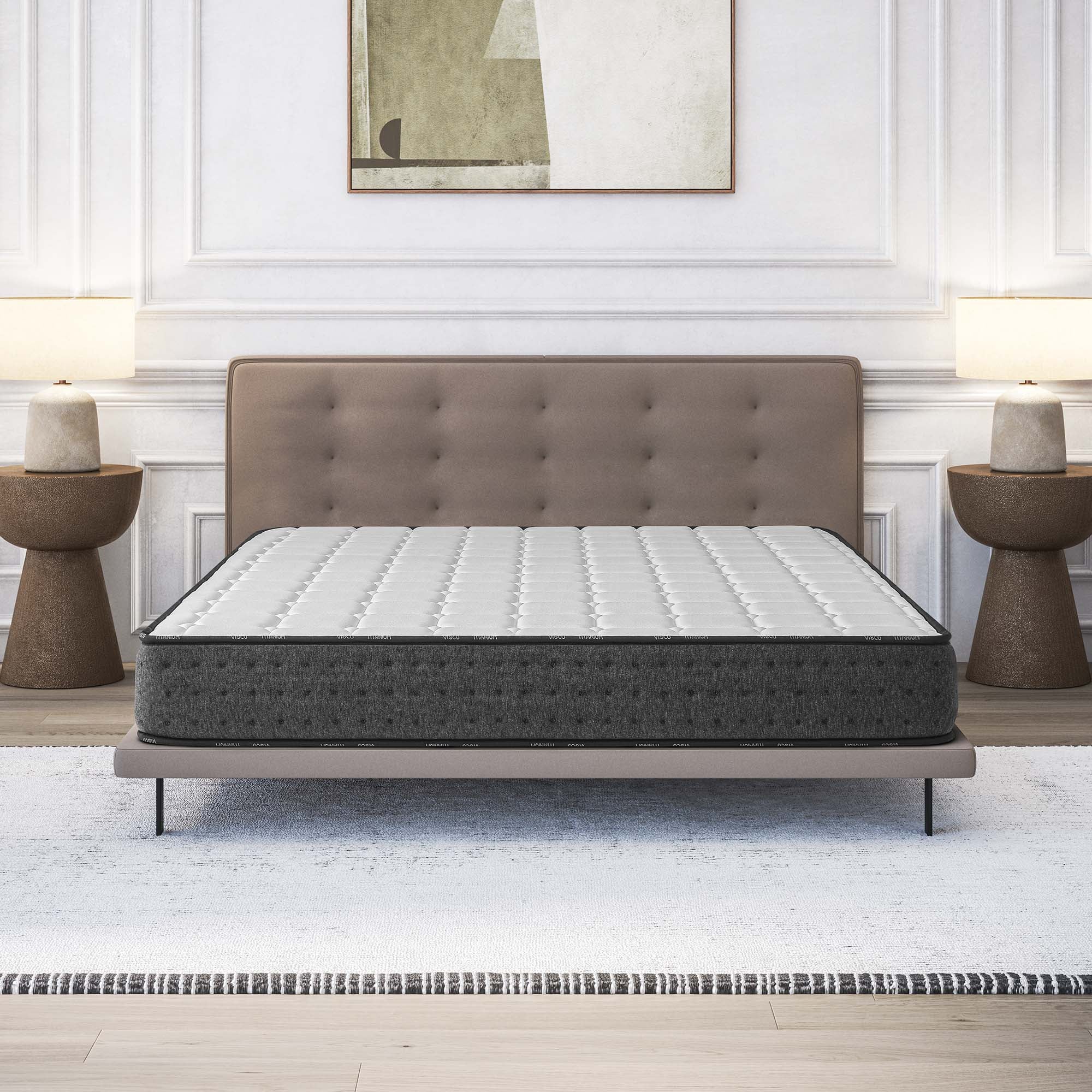 Colchón Equinox 135x190 cm - Multicapas HR - Blue Latex - 2 Almohadas Gratis - Espuma viscoelástica - Espesor 21 cm - 7 Zonas - Reversible - 2