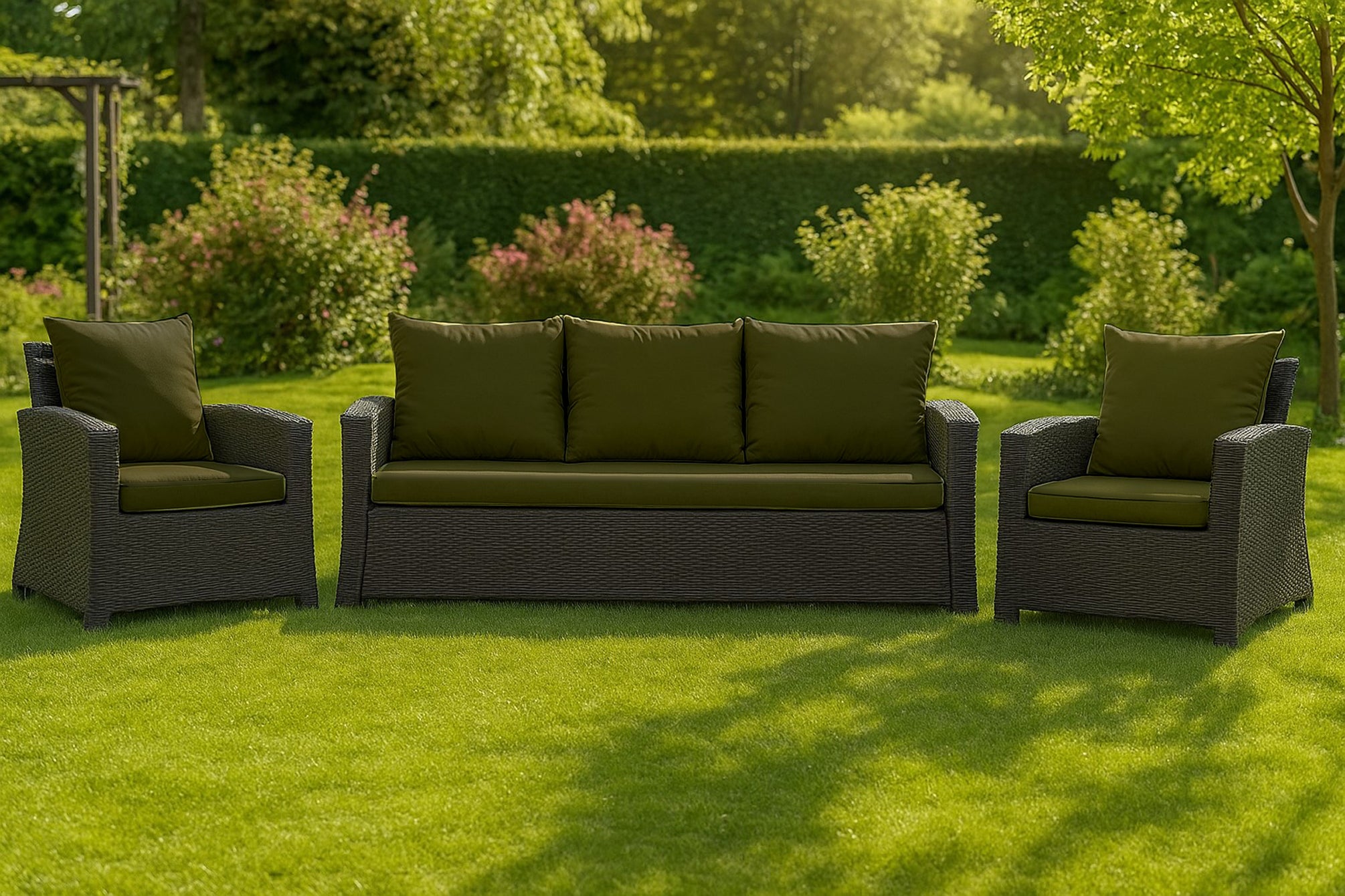 Coussins de canapé meubles de jardin en résine tressée Vert, Coussins balançoire d'extérieur 110x50x50cm Coussin pour banquette 2 places mix - 5