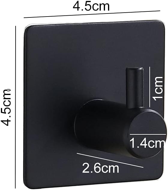 Aluminiowy haczyk samoprzylepny, elegancki, nierdzewny haczyk ścienny do kuchni/łazienki/drzwi (czarny)