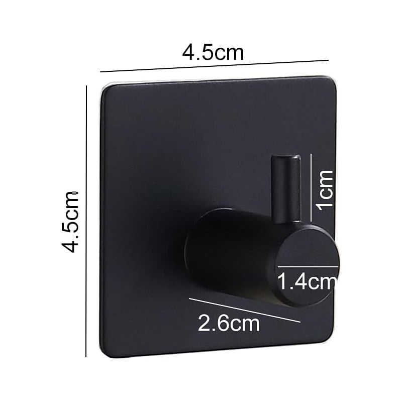 Aluminiowy haczyk samoprzylepny, elegancki, nierdzewny haczyk ścienny do kuchni/łazienki/drzwi (czarny)