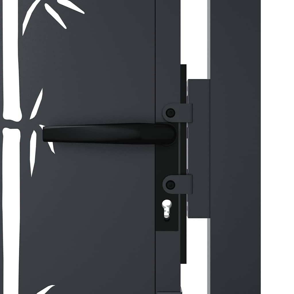 vidaXL Portail de jardin Anthracite 100x150 cm Acier Design Bambou - 6