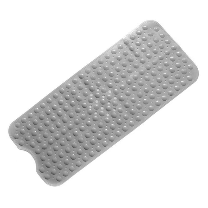 Mata prysznicowa, bardzo długa, antypoślizgowa, łazienkowa, 40 x 100 cm, z przyssawką i otworem odpływowym, szara