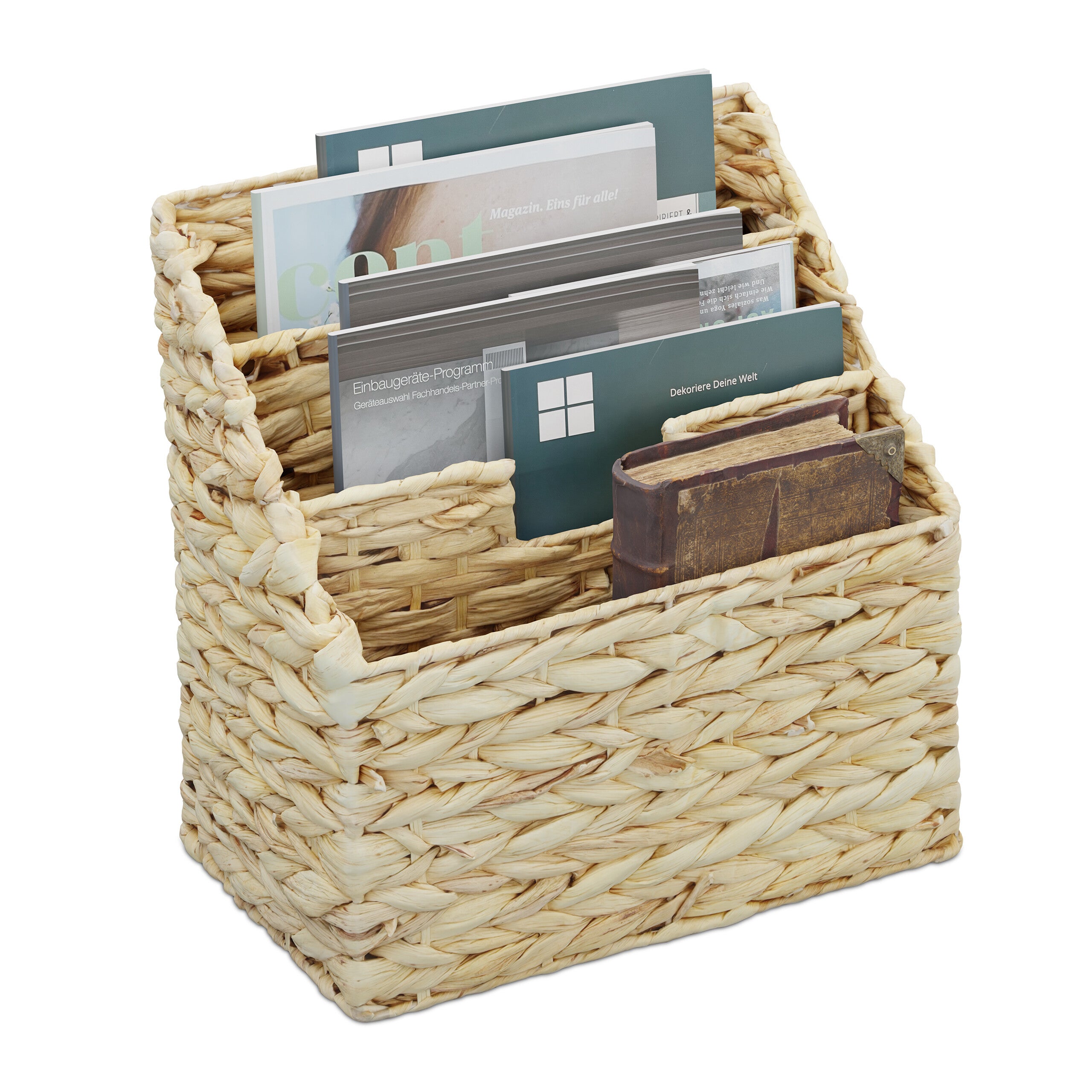 Porte-revues Mural En Jonc D'eau Tressé - Support Pour Magazines, Lettres, Papiers - Dimensions 30x11x25 Cm - 7
