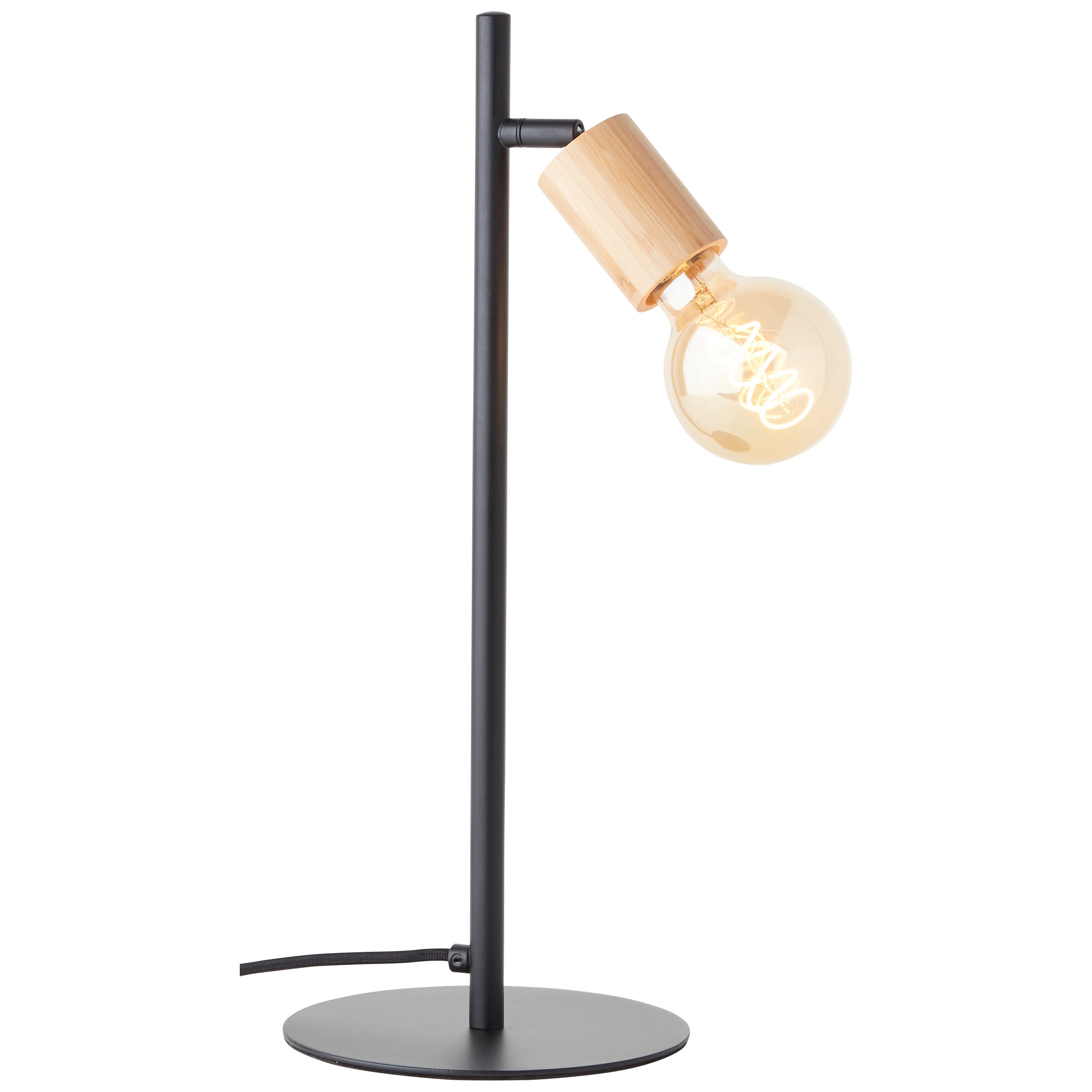 Brilliant lampa stołowa Tiffany 45cm czarny mat/naturalny metal/czarne szkło 1x A60, E27, 28 W