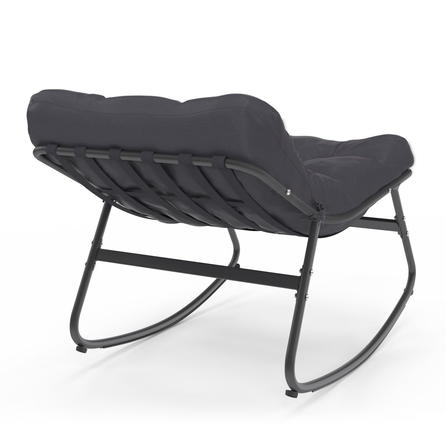 Lot de 2 fauteuils de jardin à bascule ARONA gris anthracite coussin gris - 5