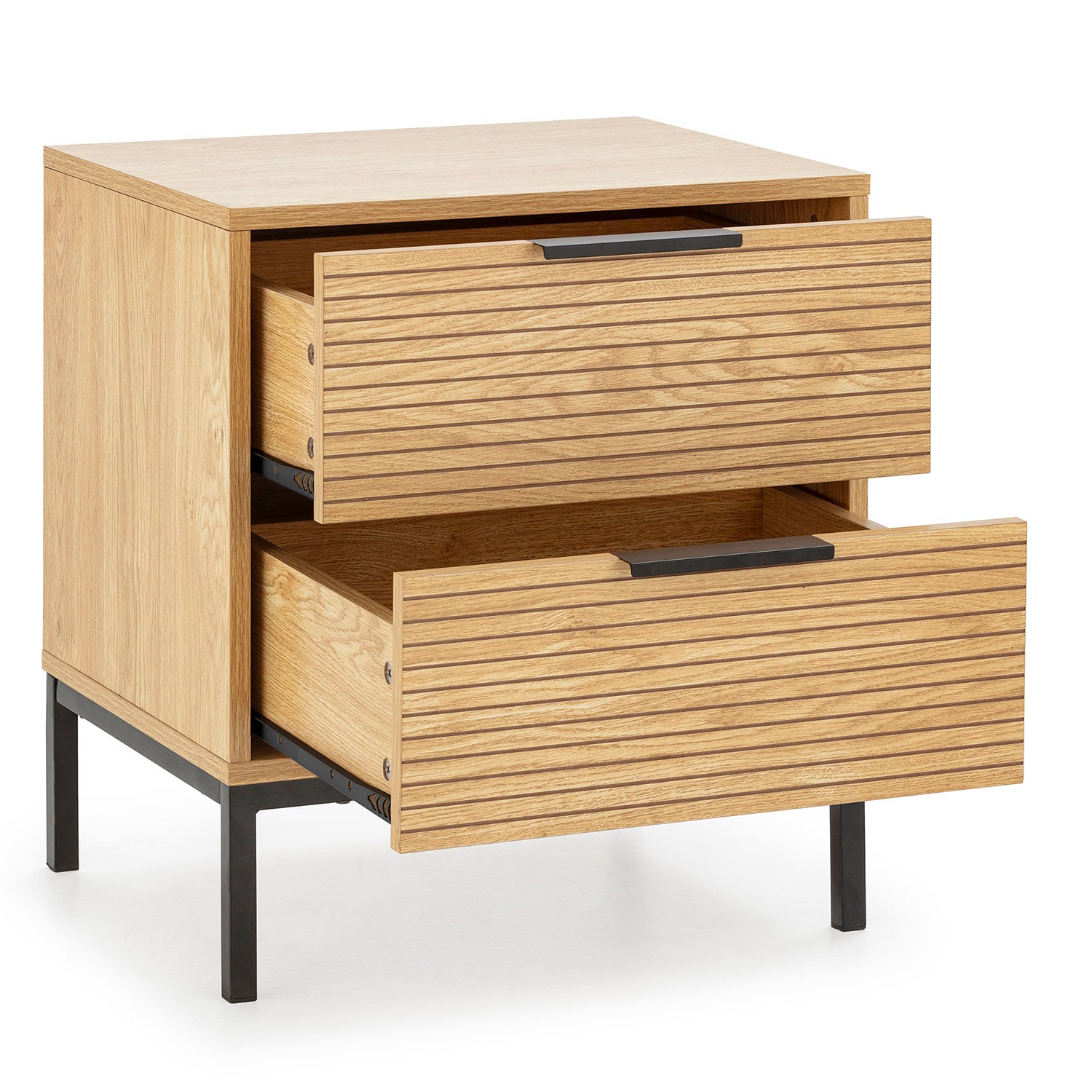 Mesita de noche Mónica 2 cajones color Roble - 3