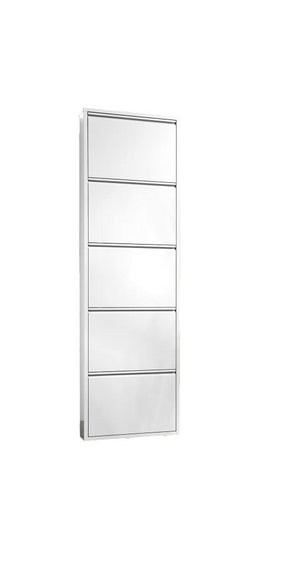 Scarpiera A Ribalta ERREBI - 5 Ante, Bianco, Dimensioni 68x18x181 Cm, Salvaspazio