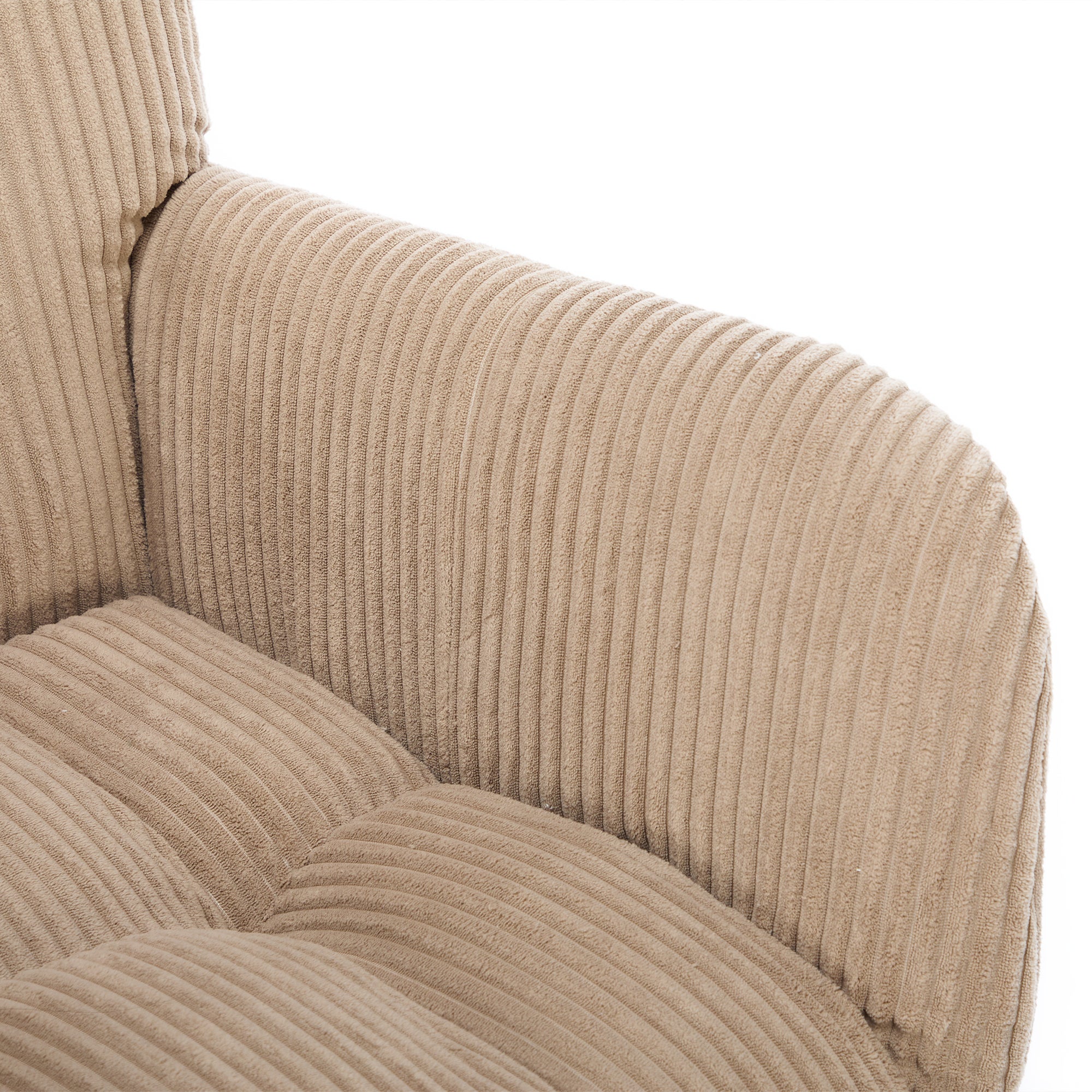 Fotel bujany z regulowanym podnóżkiem i podłokietnikami - 102 x 65 x 92 cm - Sztruks - Brązowy - 9