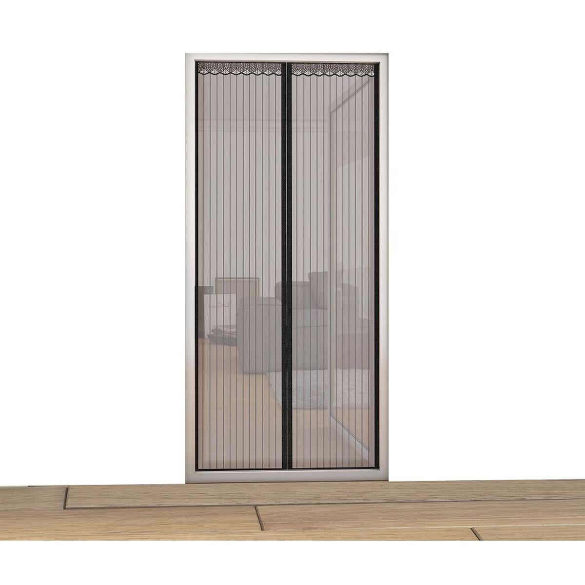 Moskitiera drzwiowa lamelowa 100x220 cm z zamknięciem na magnes czarna - 2