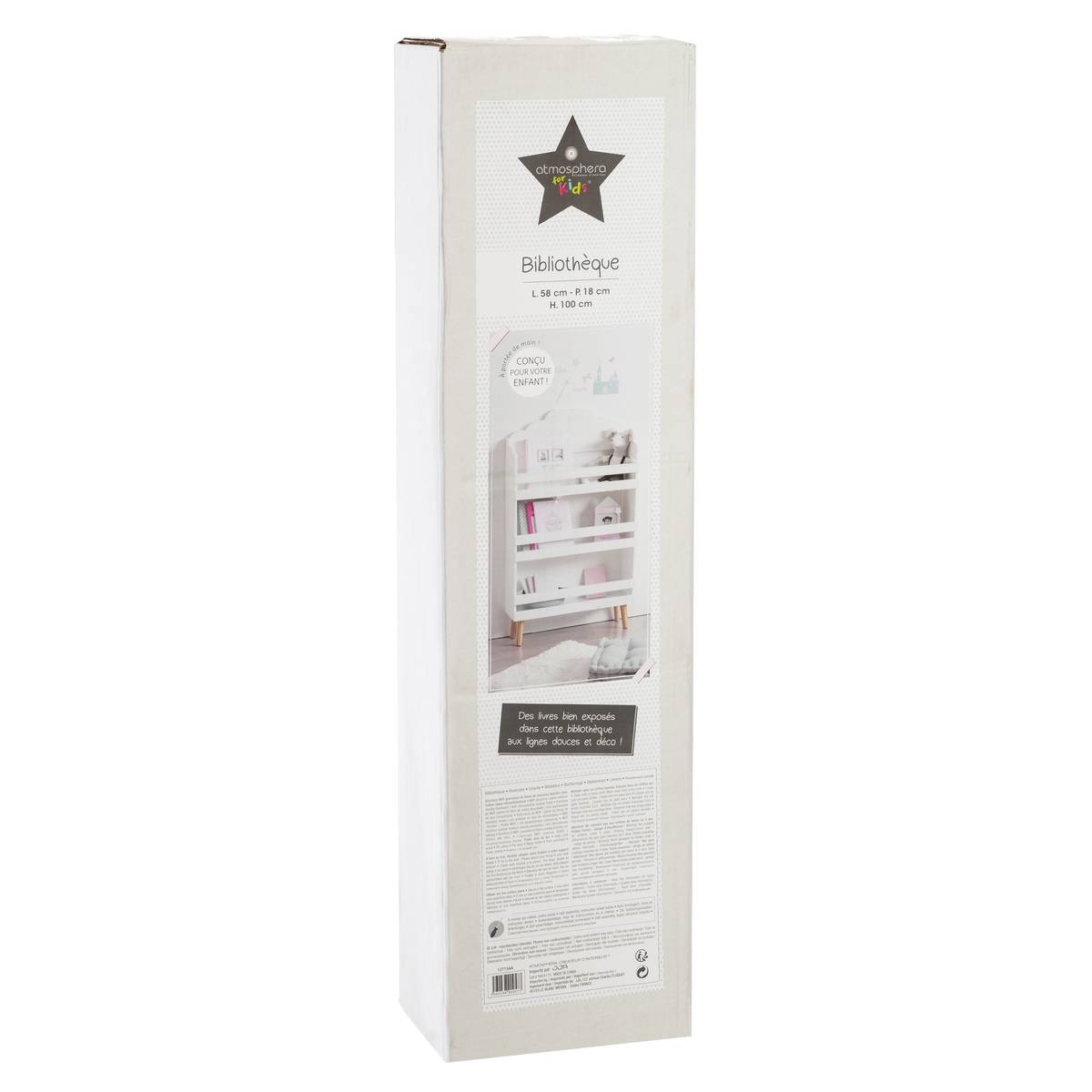 Bibliothèque pour Chambre enfant en MDF Blanc H. 100 x l. 58 x P. 18 cm - 4