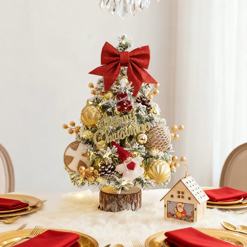 Décoration Lumineuse de Noël - Sapin Artificiel Mini 45cm avec Guirlande LED Chaude- 20led, Décoration de Table, Bureau ou Étagère - 4