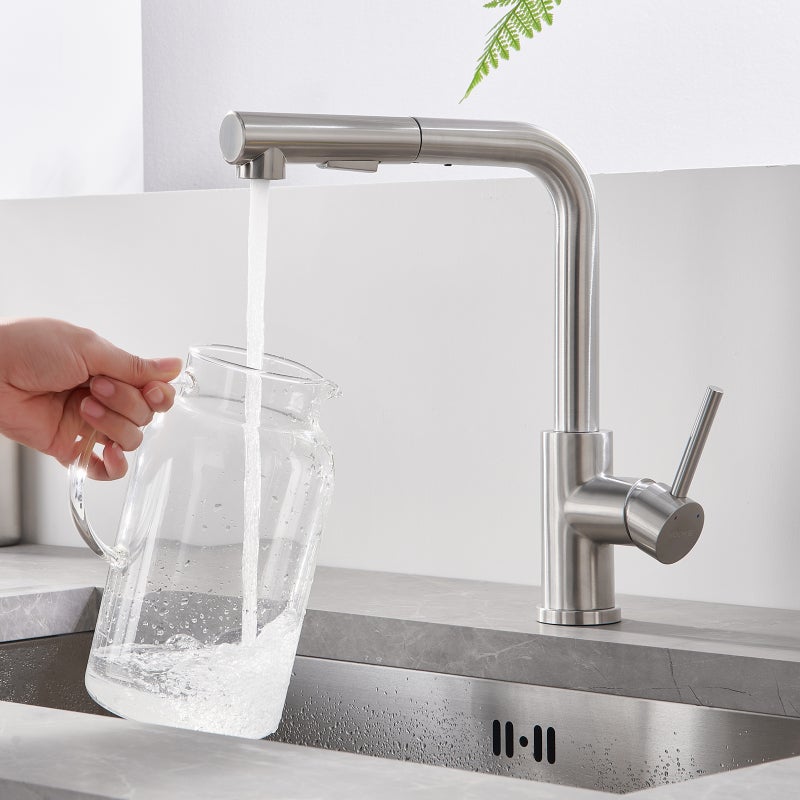 LOVHAUS Bateria Kuchenna, Obrotowa w 360° Bateria Kuchenna z Wyciąganą Wylewką, Wysokociśnieniowa Bateria Zlewozmywakowa ze Stali Nierdzewnej