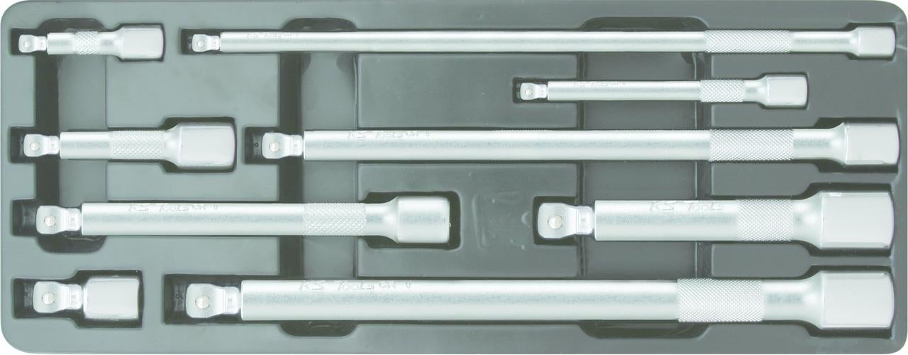 KS Tools 911.0009 1/4"+3/8"+1/2" Serie di prolunghe angolari, 9 pz