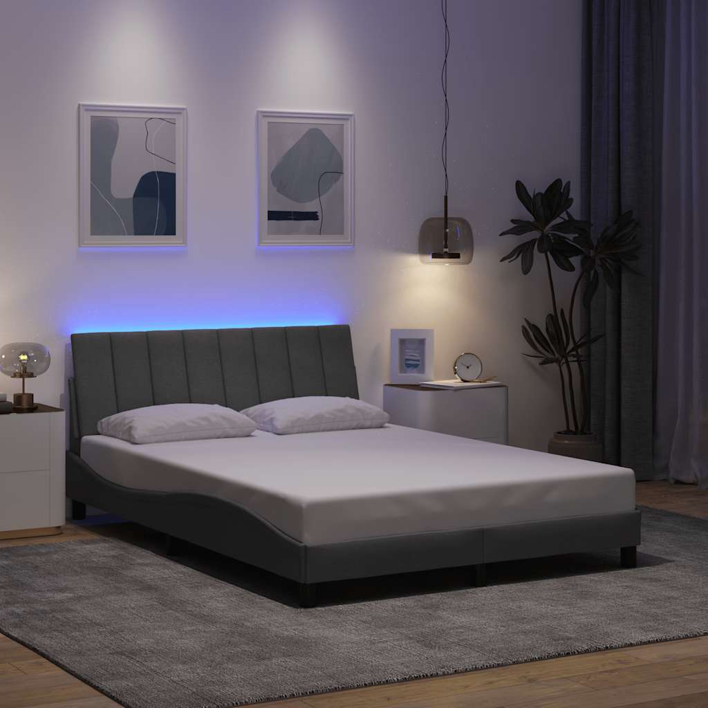 Cadre de lit sans matelas gris clair 120x200 cm tissu - 4