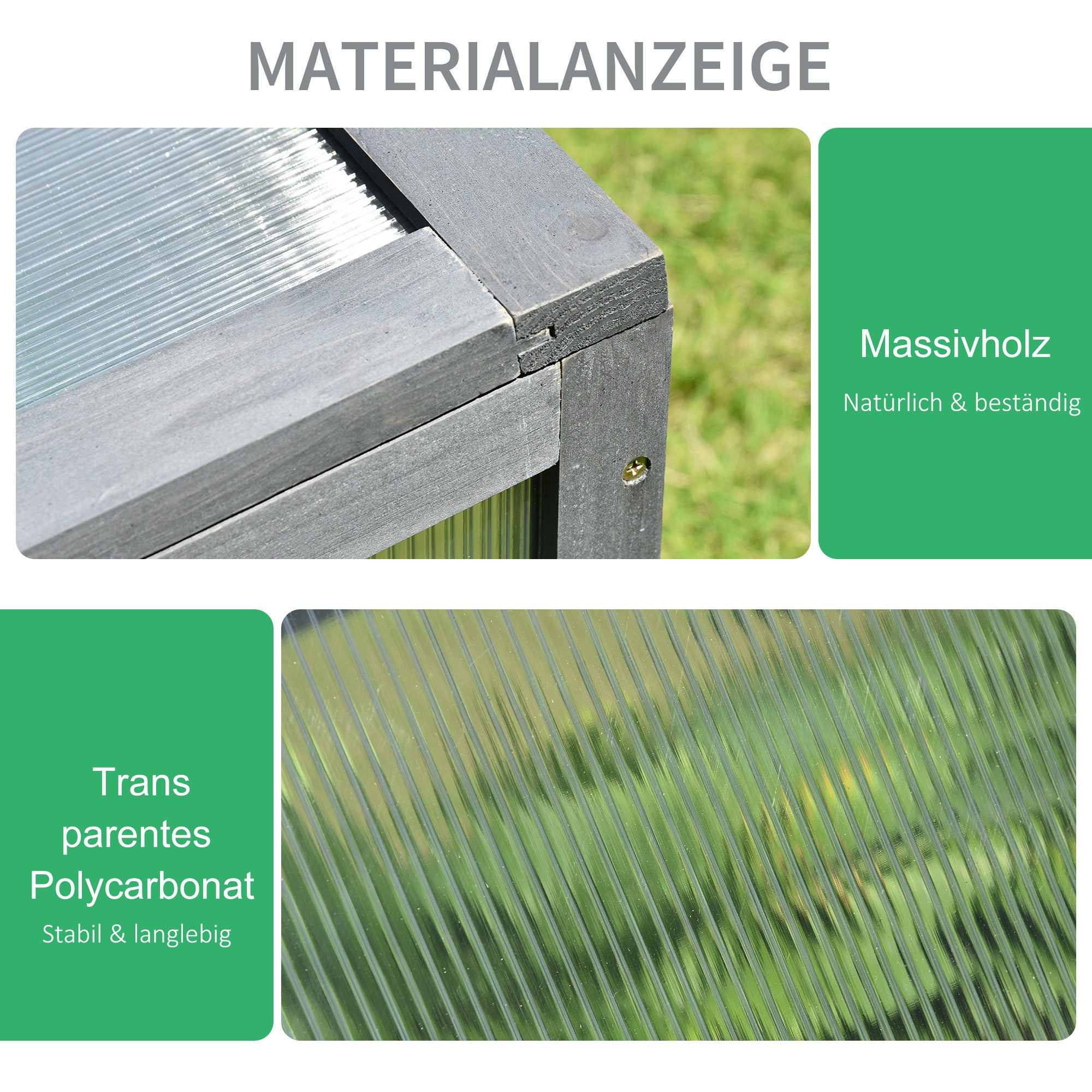 Châssis froid bois mini serre 100x65x40 cm bâche protection UV bac surélevé gris jardin extérieur - 4