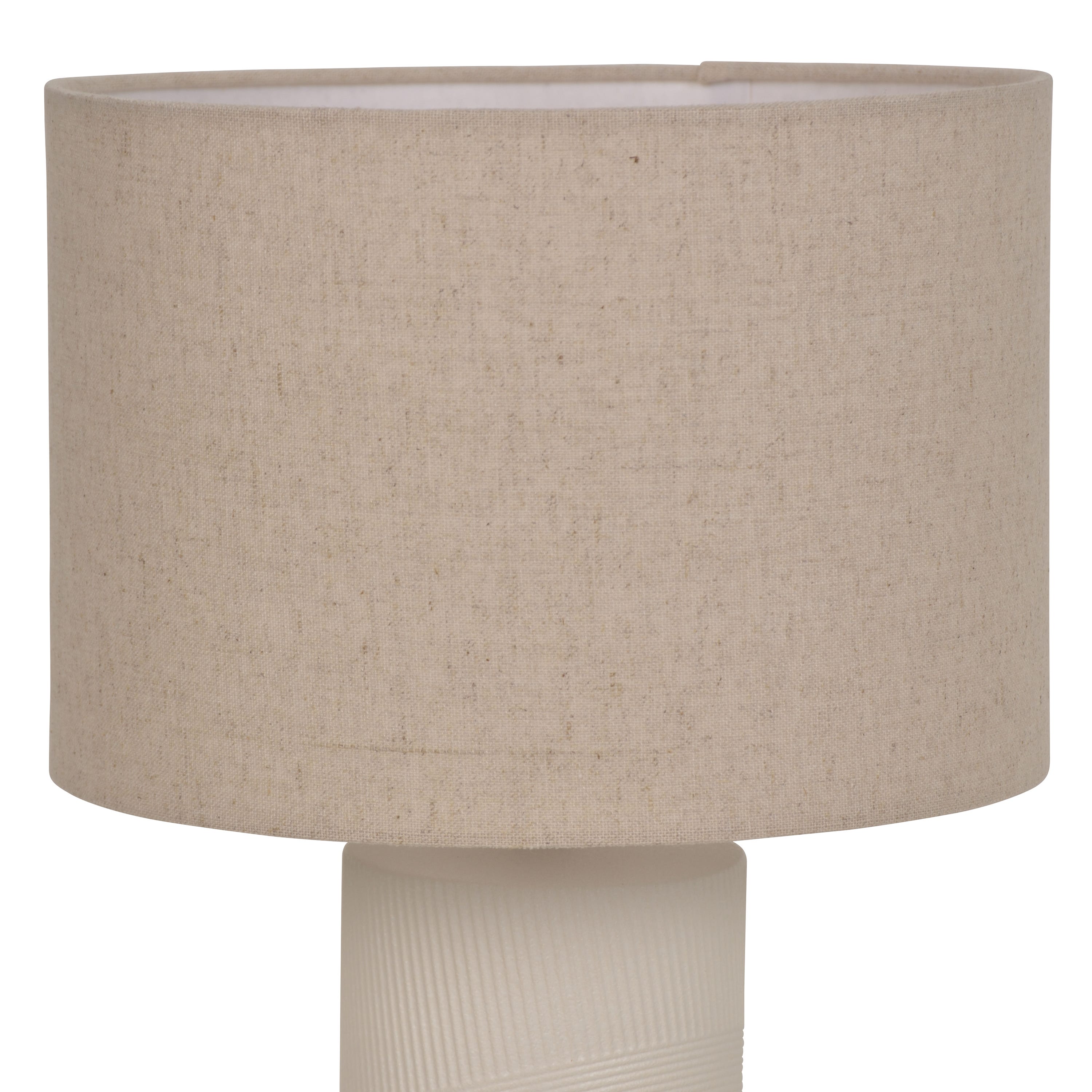 Candeeiro de mesa em cerâmica e abajur em linho bege LANZOMA - 1 x E27 - A. 43 cm - INSPIRE - 5