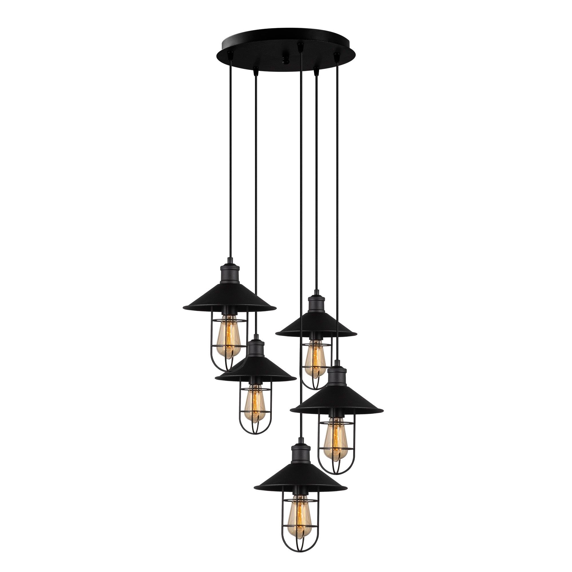 Kawoo Lot de 3 Suspension Luminaire Industriel Noir Lampe Plafonnier Vintage en Cristal Métal Designe Edison pour Salon Chambre - Maison