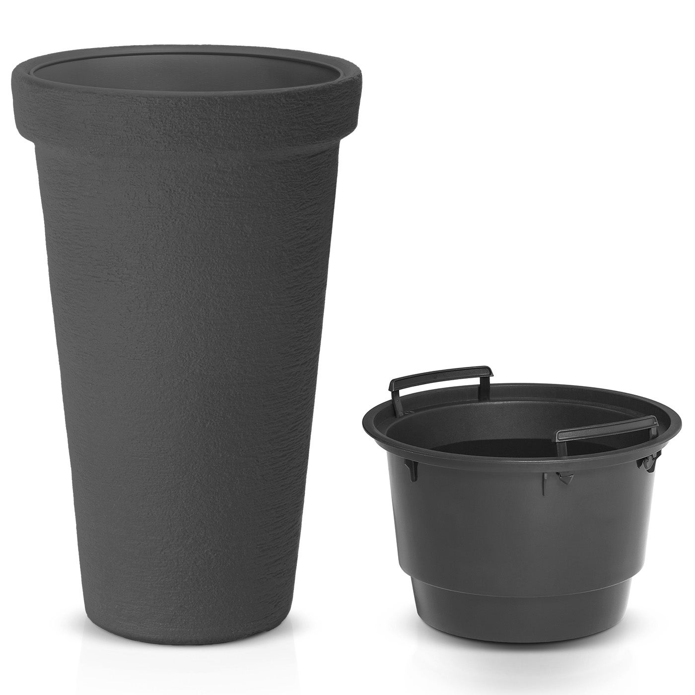 Set De 3 Pots De Fleurs Polyrotin Casaria - Cache-Pots Ivoire Avec Évacuation D'Eau