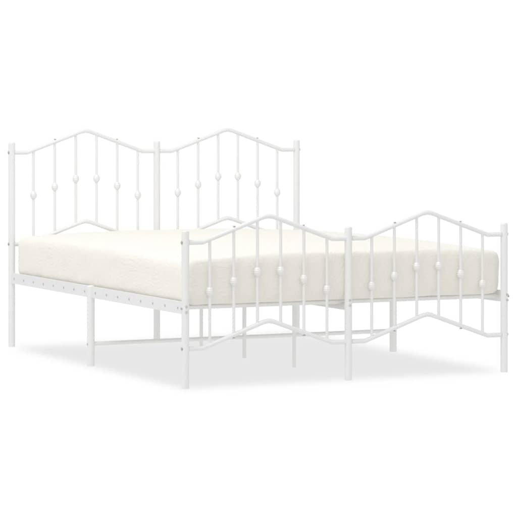 Łóżko Metalowe Białe Rama Łóżka Ze Stelażem Do Pokoju Sypialni 135x190 cm