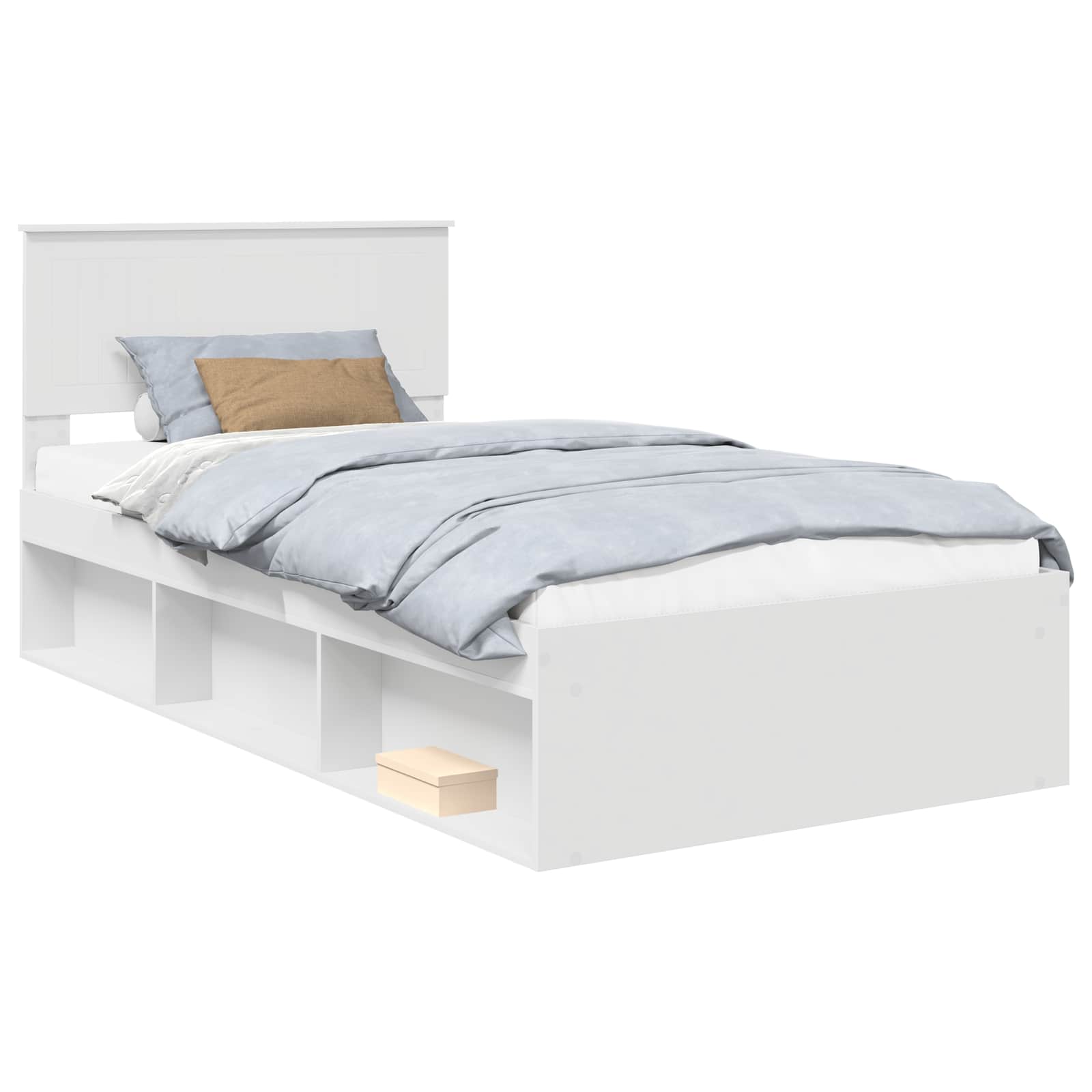 Cadre de lit avec tête de lit en pin massif blanc, 100 × 200 cm - 2