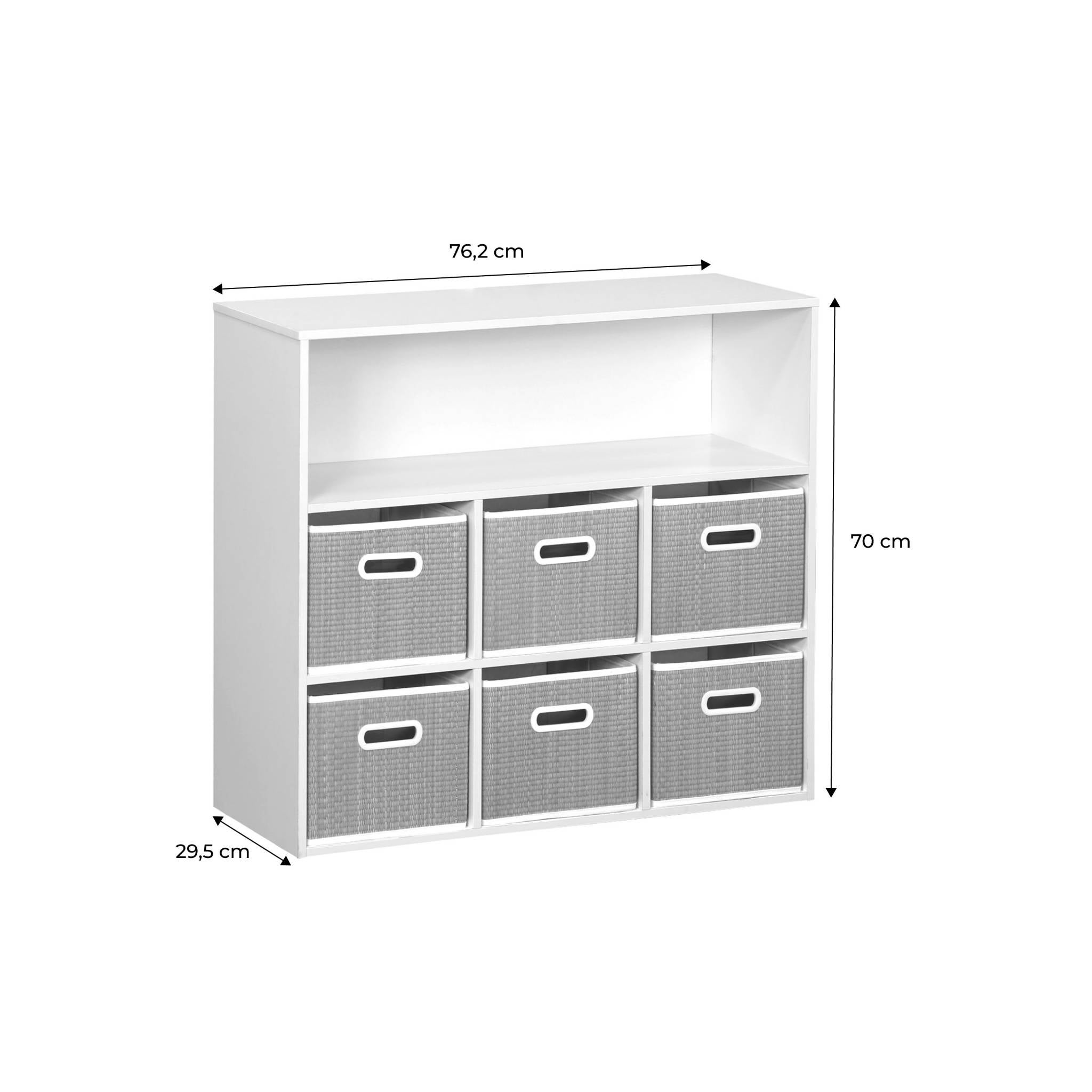 Meuble de rangement pour enfant avec 7 compartiments et 6 paniers en fibre végétale CAMILLE - 4