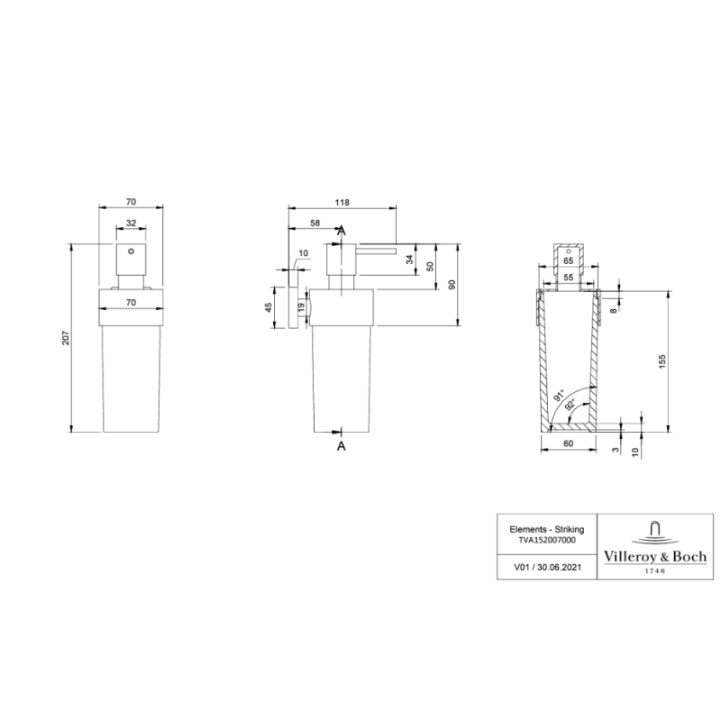 Distributore di sapone VILLEROY ET BOCH Elements - Cromo lucido - 4