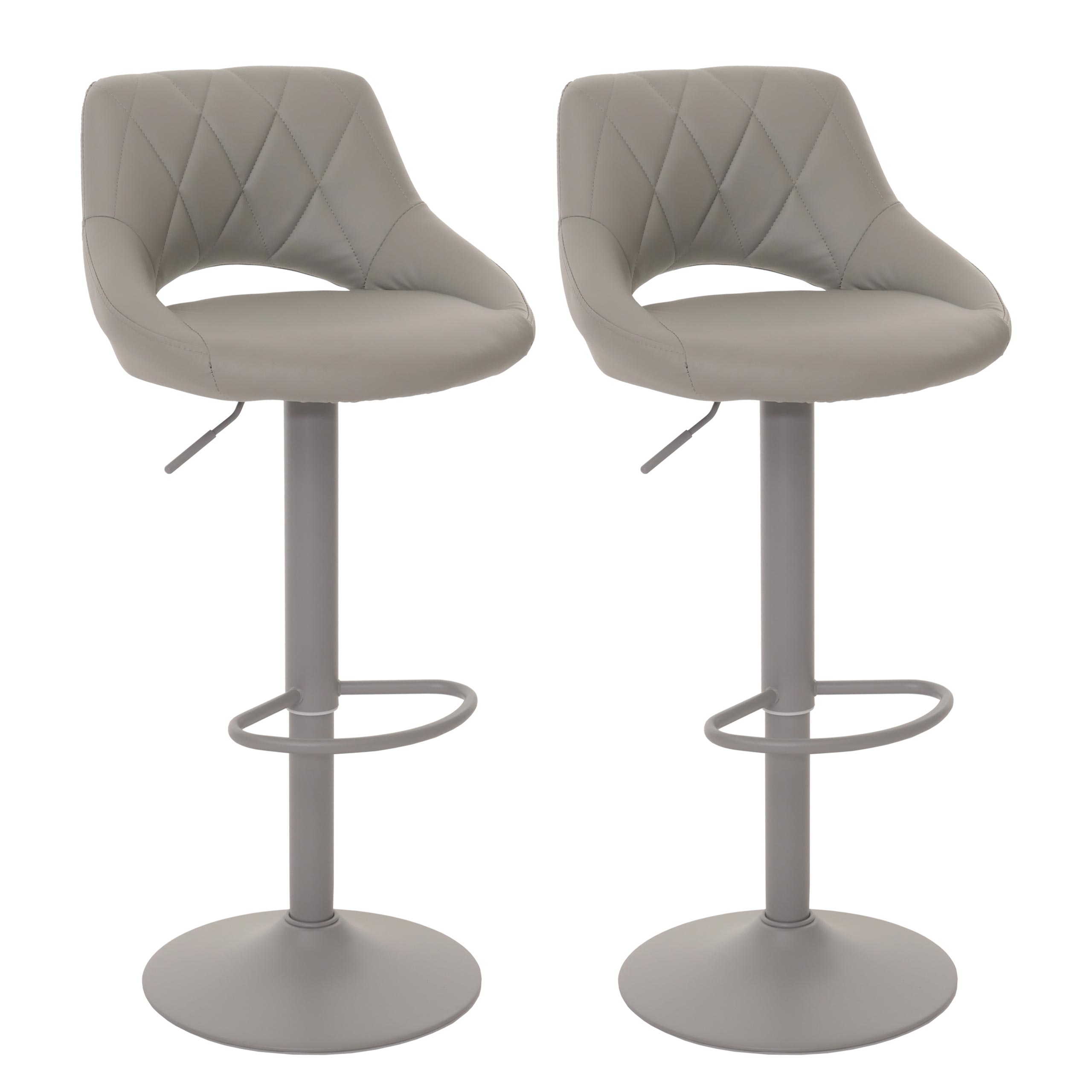 Zestaw 2 stołków barowych HWC-N64, stołek barowy, obrotowy podnóżek, imitacja skóry, metal ~ szary
