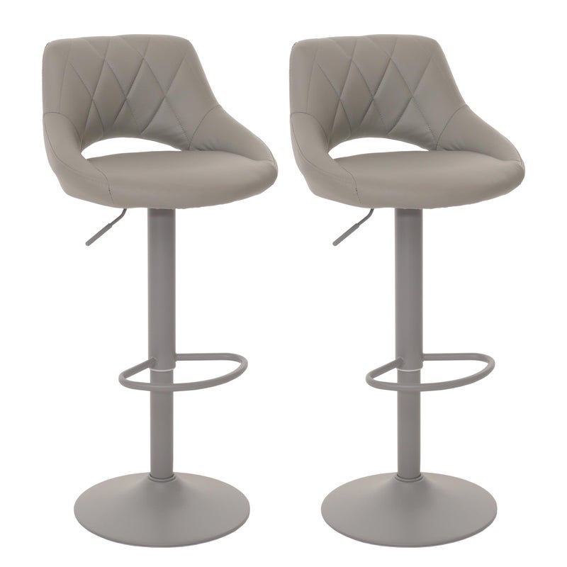 Zestaw 2 stołków barowych HWC-N64, stołek barowy, obrotowy podnóżek, imitacja skóry, metal ~ szary