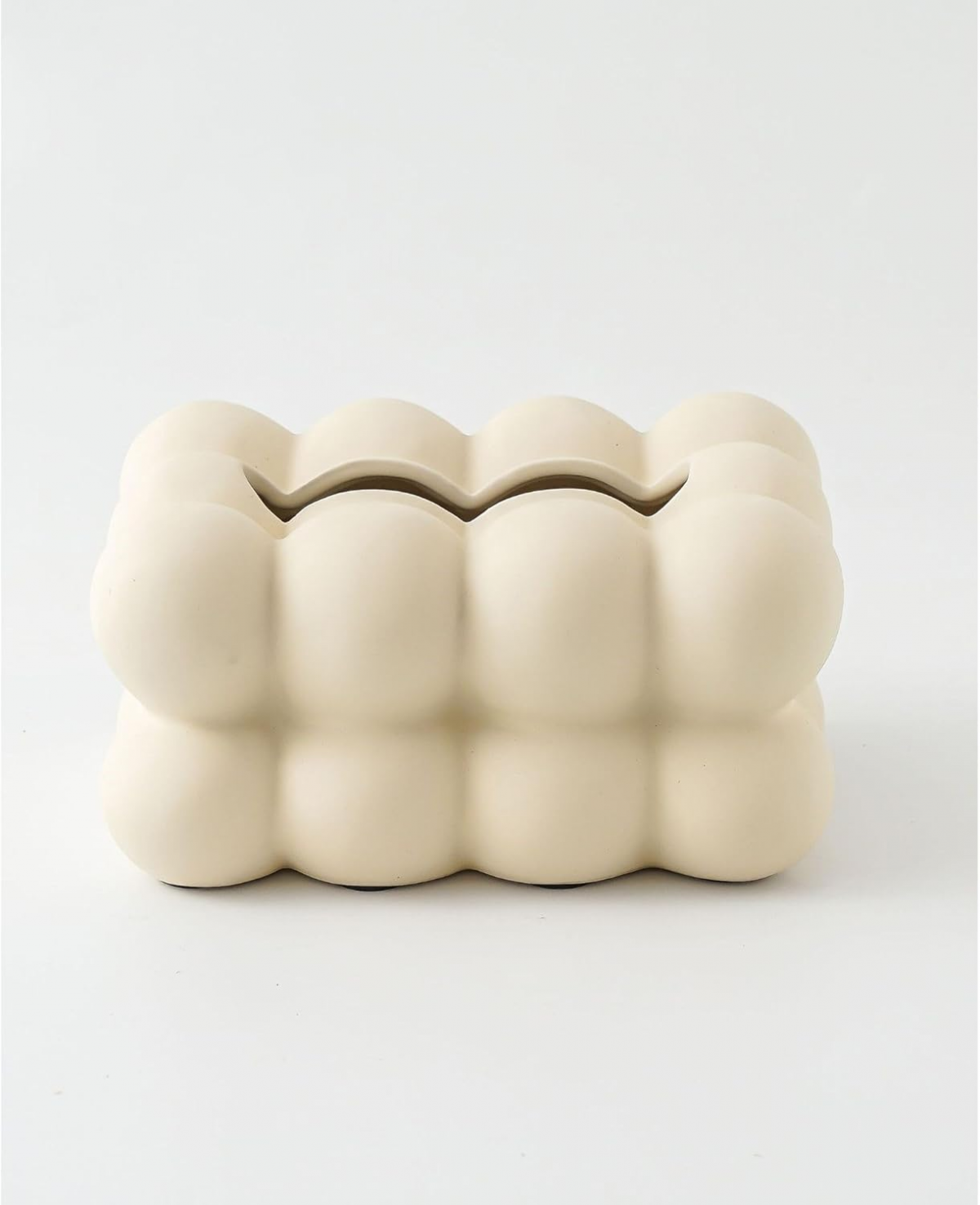 Cutie de șervețele ceramice dreptunghiulară în stil sferic pur pentru casă sau birou (bej)
