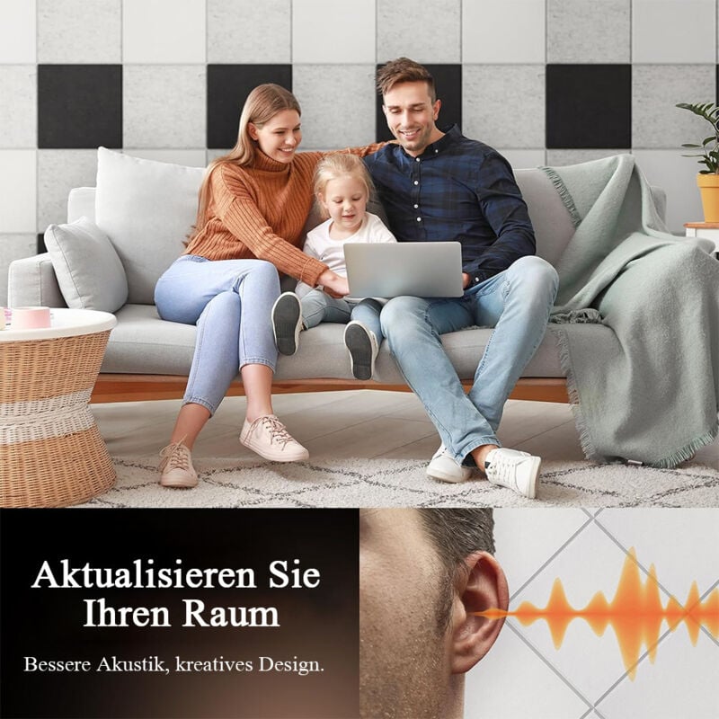 12 paneles acústicos cuadrados - Cancelación de eco - para estudios, oficinas, hogares - 30 x 30 cm - Blanco - 4