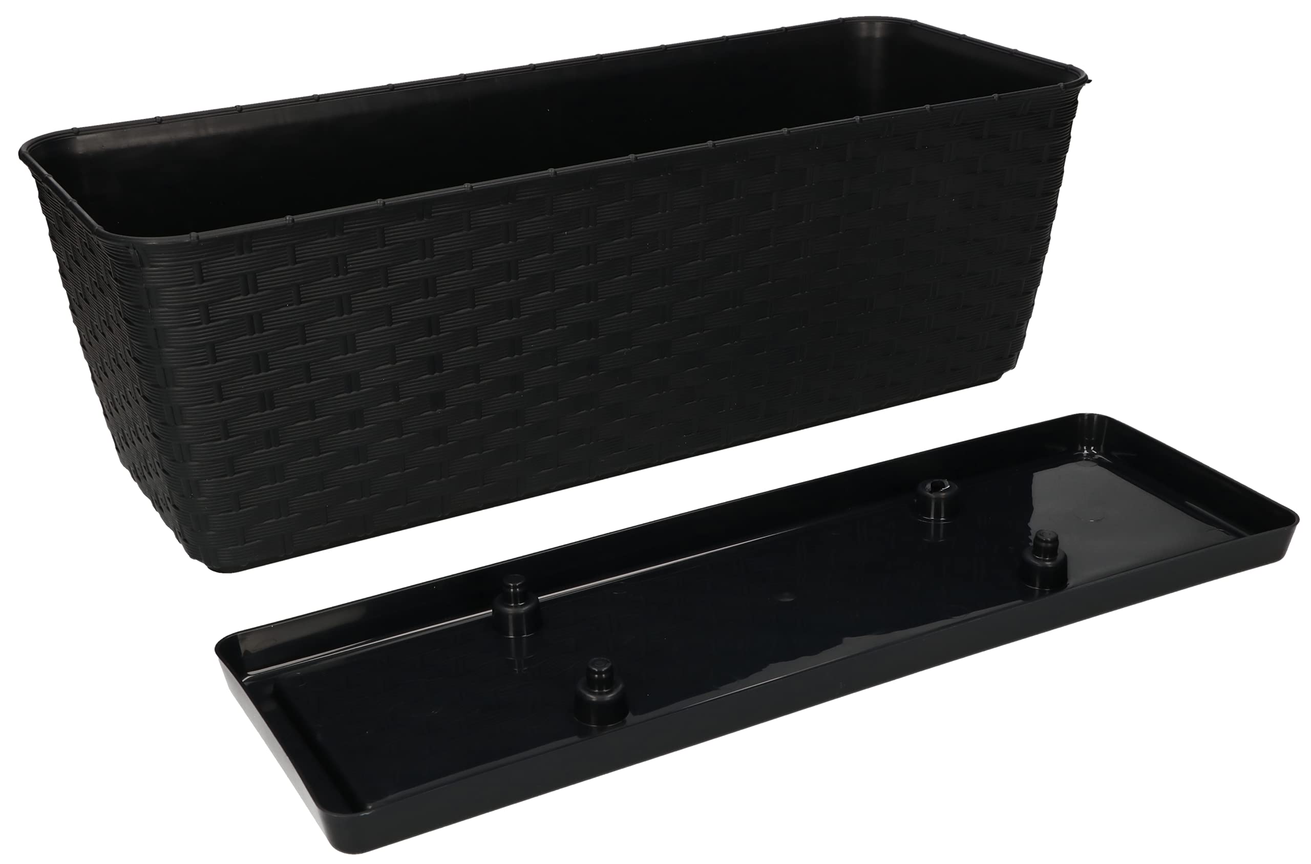 Fioriera da balcone 40 x 15 x 15 cm con inserto di irrigazione effetto rattan anthracite - KOTARBAU - 6