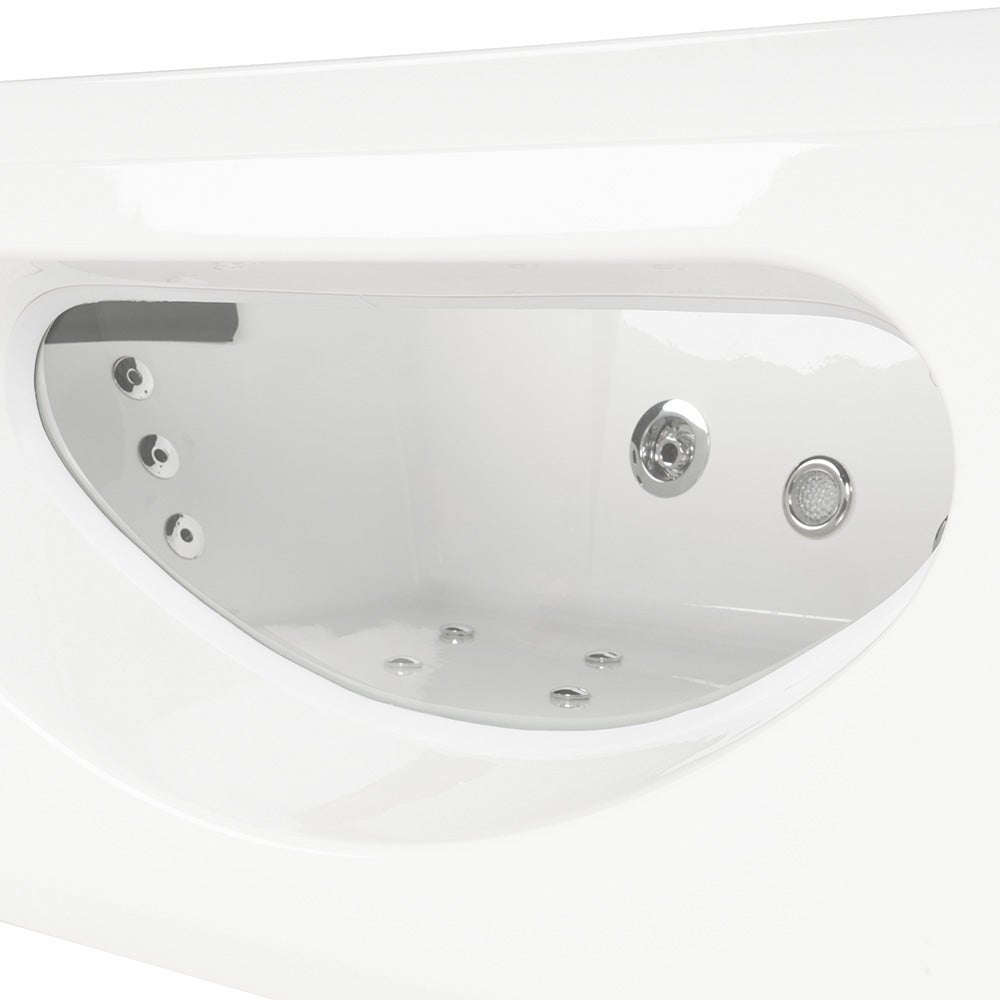 Home Deluxe - Whirlpool - LAGUNA M - Blanc, dimensions : 180 x 90 x 55 cm - avec radio, chauffage et luminothérapie I Baignoire d'angle pour 2 - 6