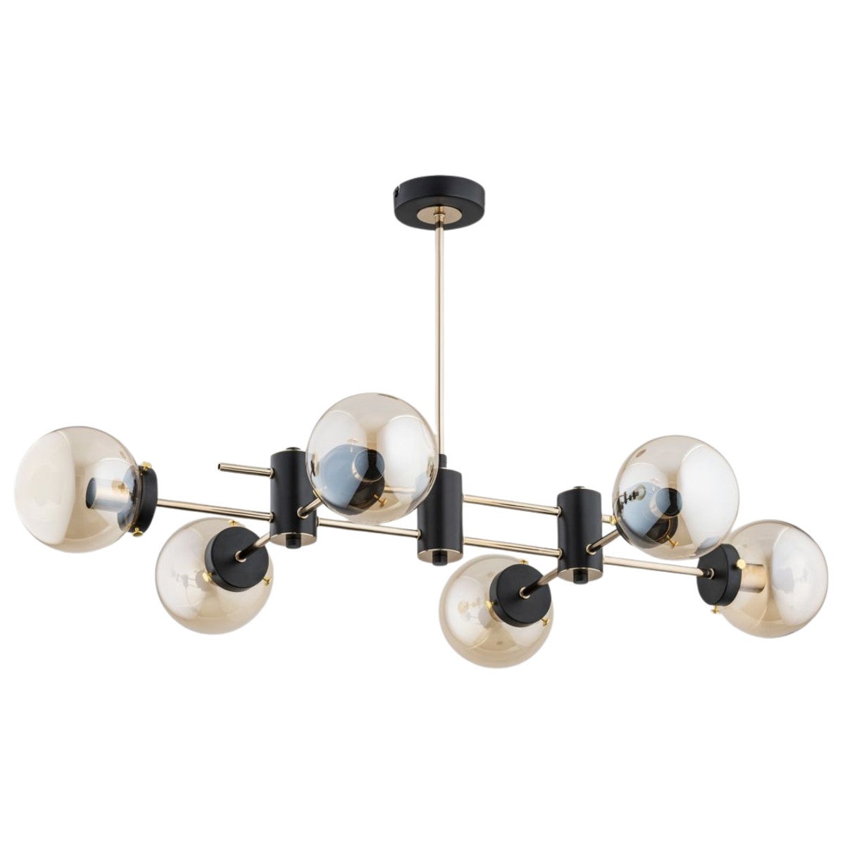 Lampa wisząca Sola czarno-bursztynowa 6 x E14 x 40W wym: 51 x 96 x 57 cm Alfa