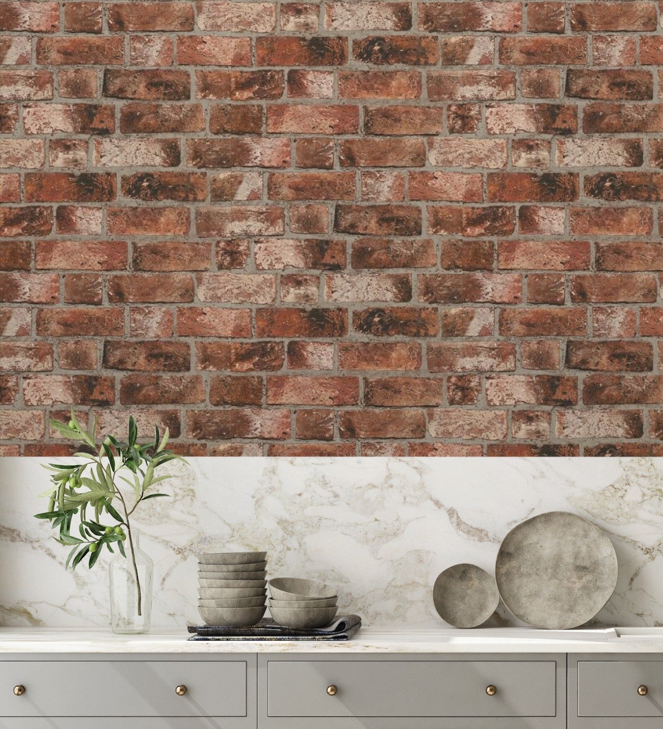 Papier peint mur de briques rustiques industrielles rouge tuilé - Sunderland 421566 de GAULAN - Rouleaux de 10 m x 0,53 m - 7