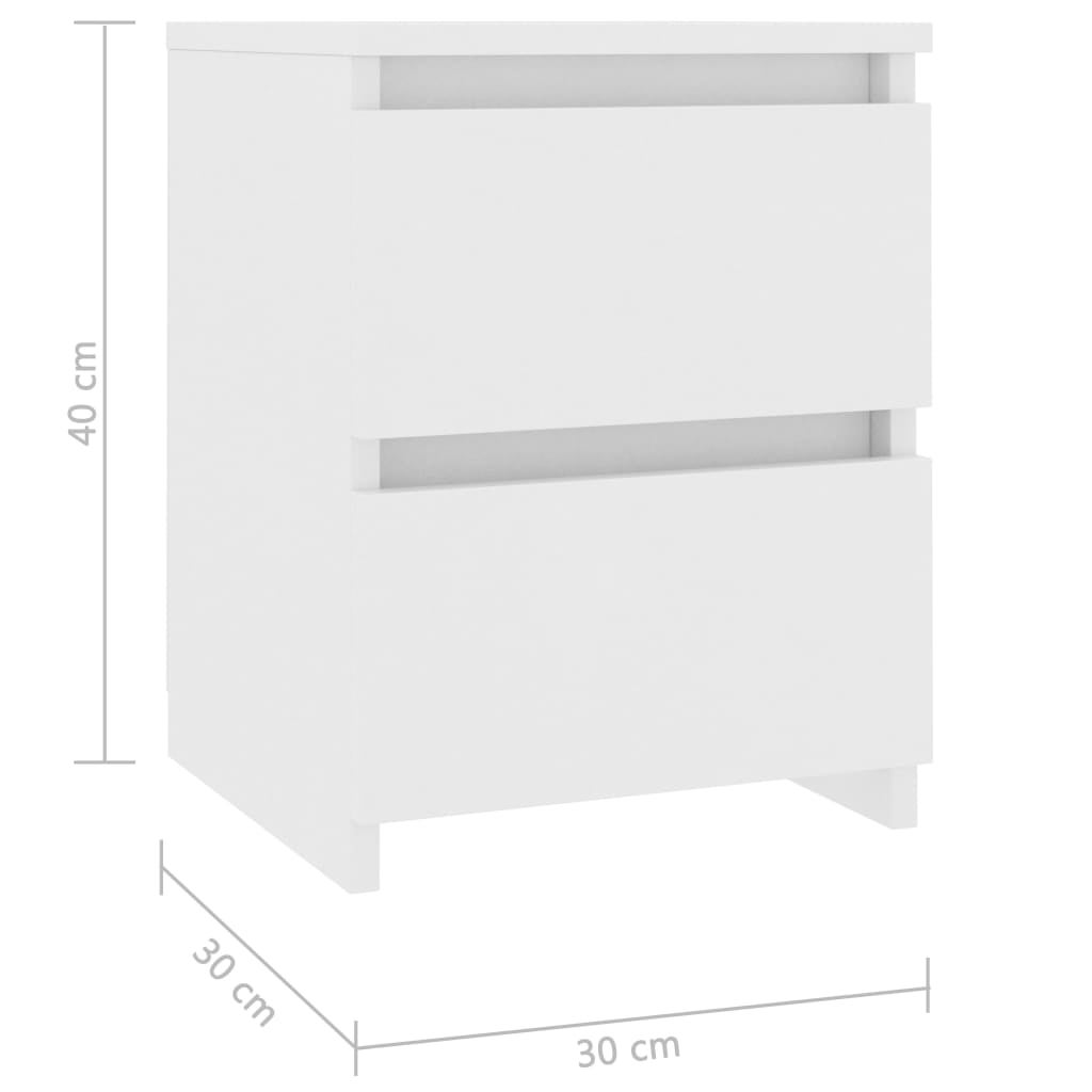 vidaXL Mesita de noche madera contrachapada blanco 30x30x40 cm - 7