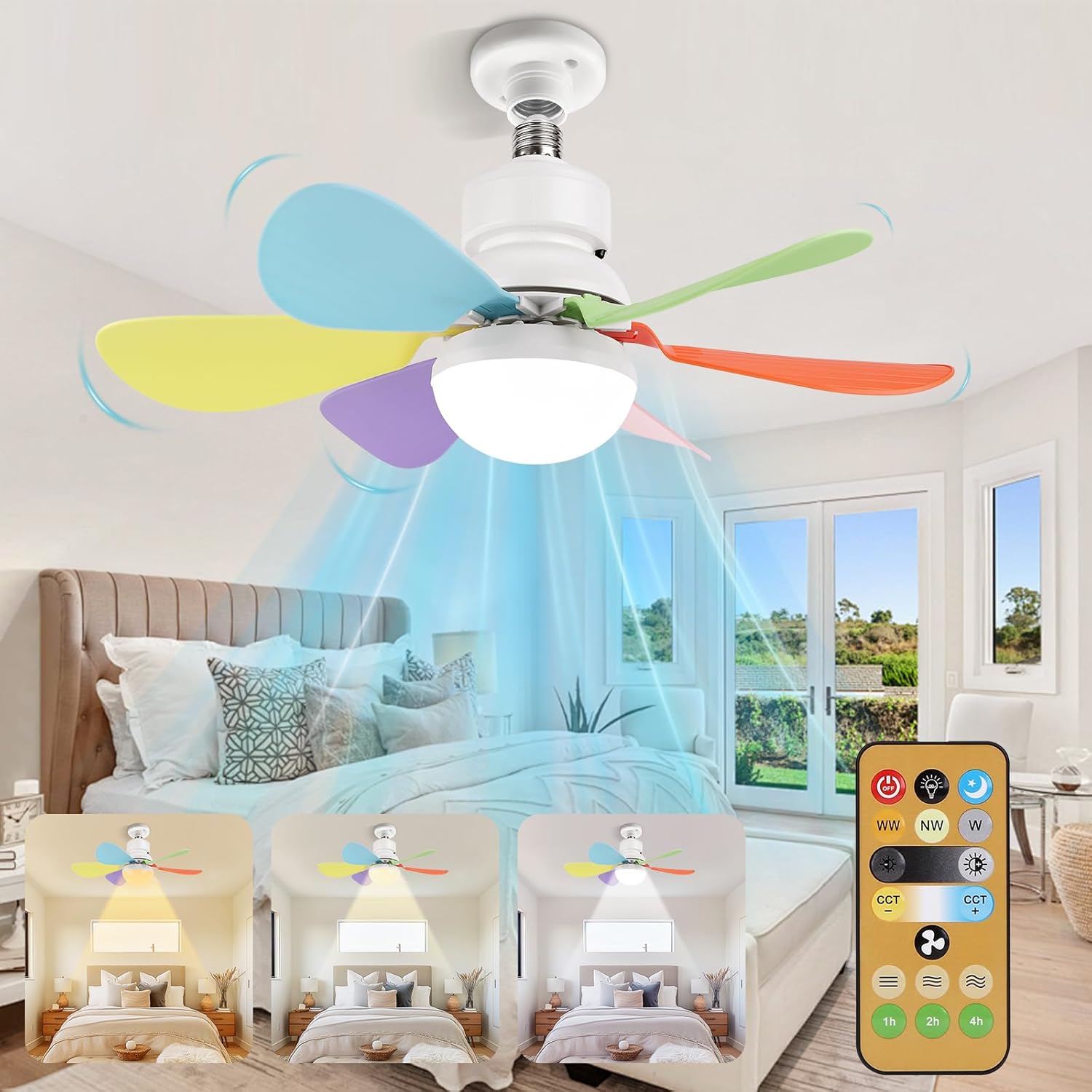 Ventilateur De Plafond Avec Lumière - Télécommande, Douille E27 - Neuf