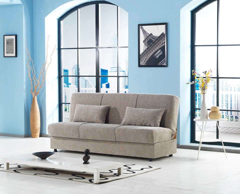 Acogedor beige listo para el sofá cama