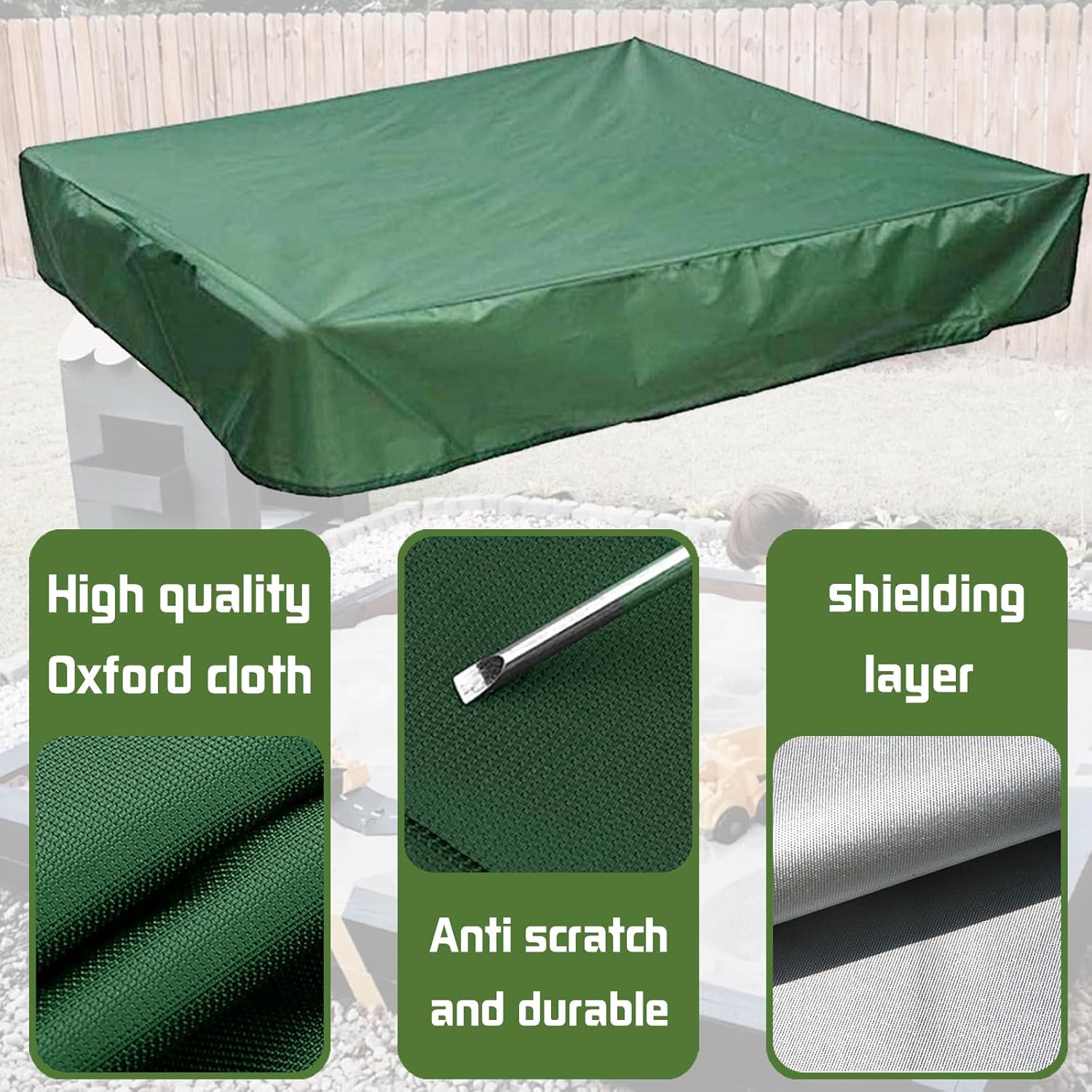 Copertura Per Sabbiera Impermeabile 150x150x20 Cm - Tessuto Oxford Con Coulisse - Antipolvere E Antipioggia