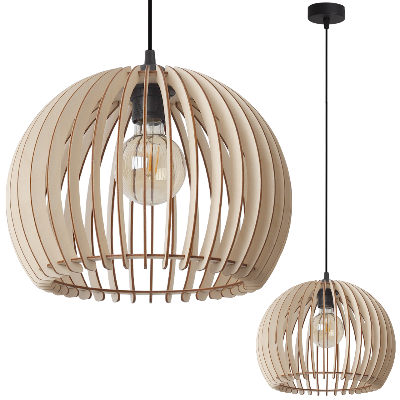 Lampa sufitowa wisząca Timber loft boho 1xE27 półkula 23x32cm czarny/beżowy Light Home LH