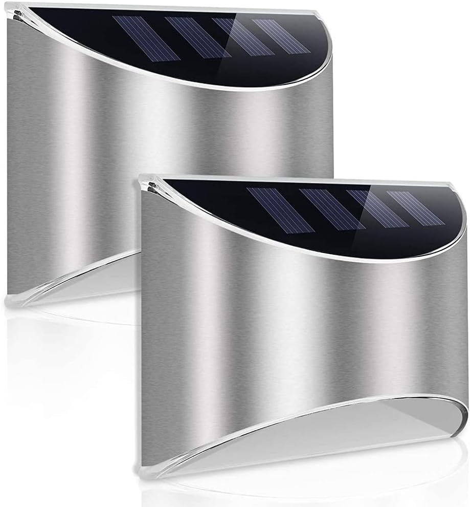 Zewnętrzna lampa solarna 2-pak Solar LED Bezprzewodowe oświetlenie Wodoodporna lampa ścienna do ogrodu Patio Yard (ciepłe światło)