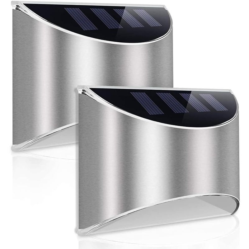 Zewnętrzna lampa solarna 2-pak Solar LED Bezprzewodowe oświetlenie Wodoodporna lampa ścienna do ogrodu Patio Yard (ciepłe światło)