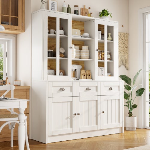 Buffet 3 Portes 2 Tiroirs avec Étagère Réglable,Meuble de Rangement pour Salon, Cuisine | Leroy