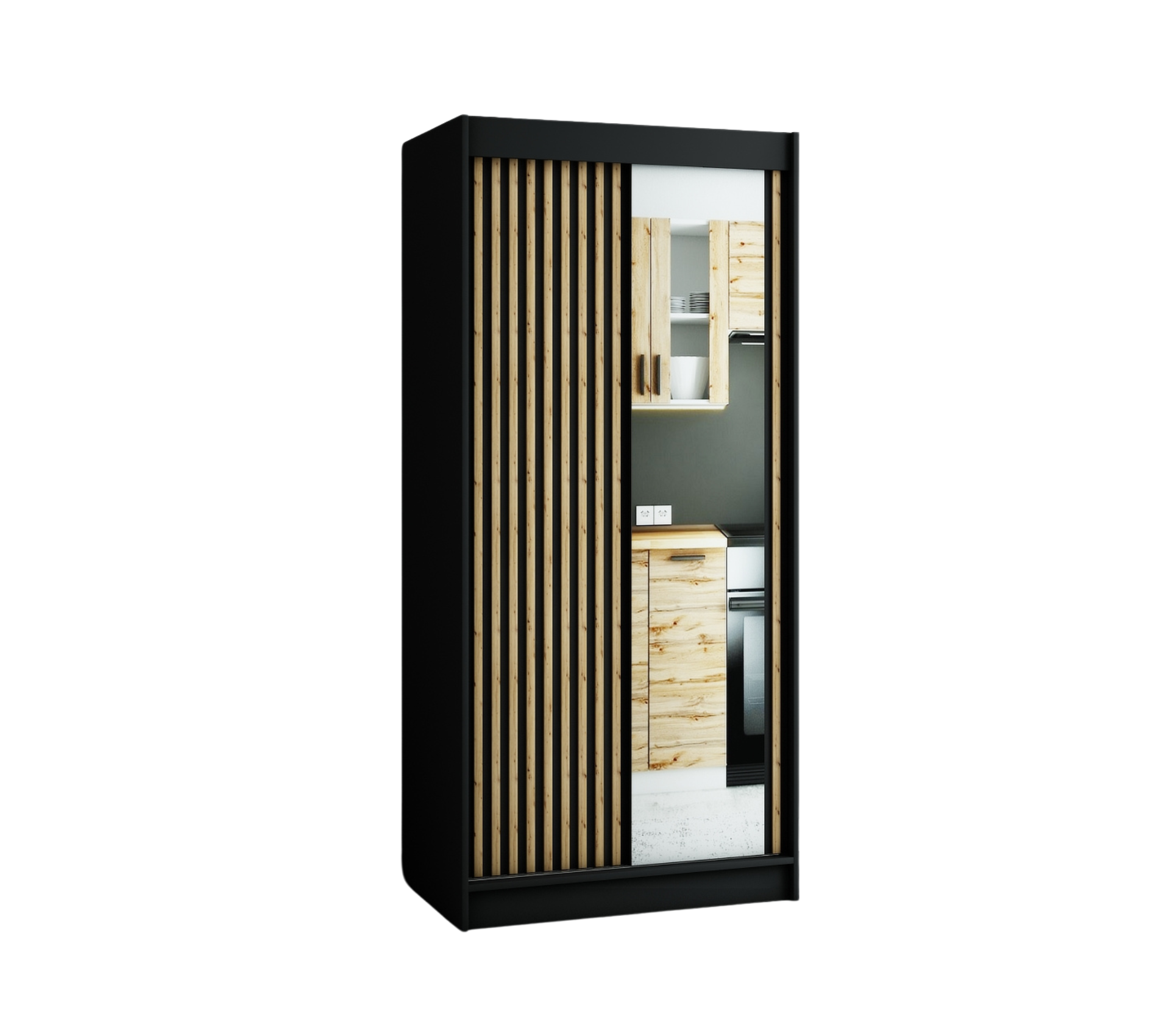 Szafa przesuwna garderoba LAMELO 2 100 x 62 x 200 cm Czarny - Abiks Meble
