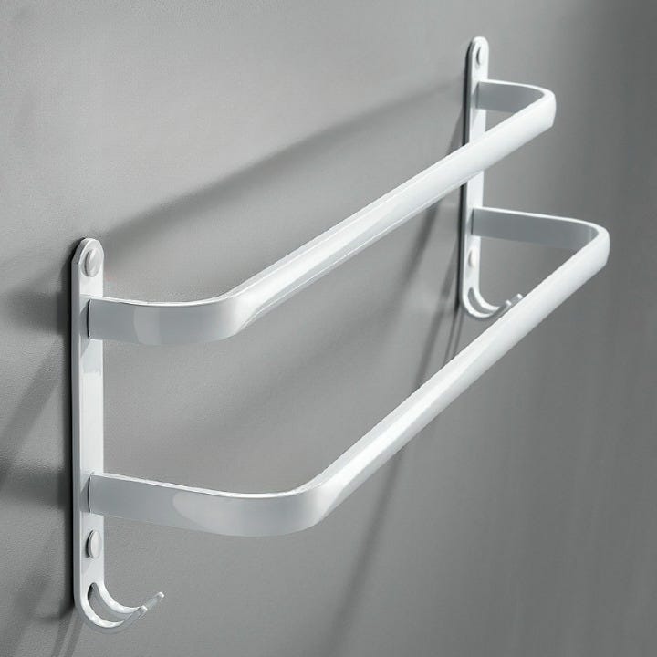 Portasciugamani Autoadesivo In Alluminio Per Bagno E Cucina - Capacità 30kg, Bianco, 50cm - Foto 4