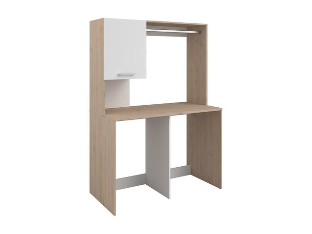 Mobile per 2 lavatrici con appendiabiti e armadio L129 x H184 cm – ARNEKO