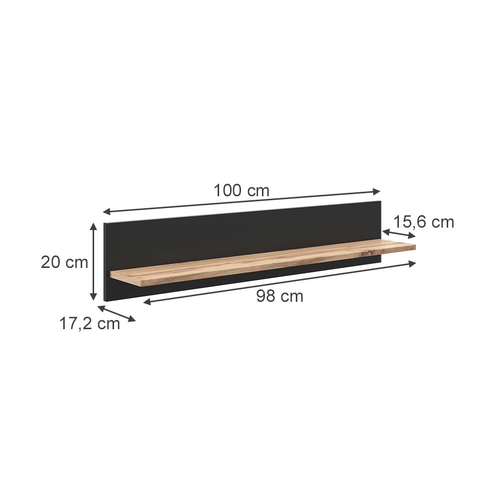 Vicco Étagère Amber, Chêne Wotan, 100x20cm support mural - 3