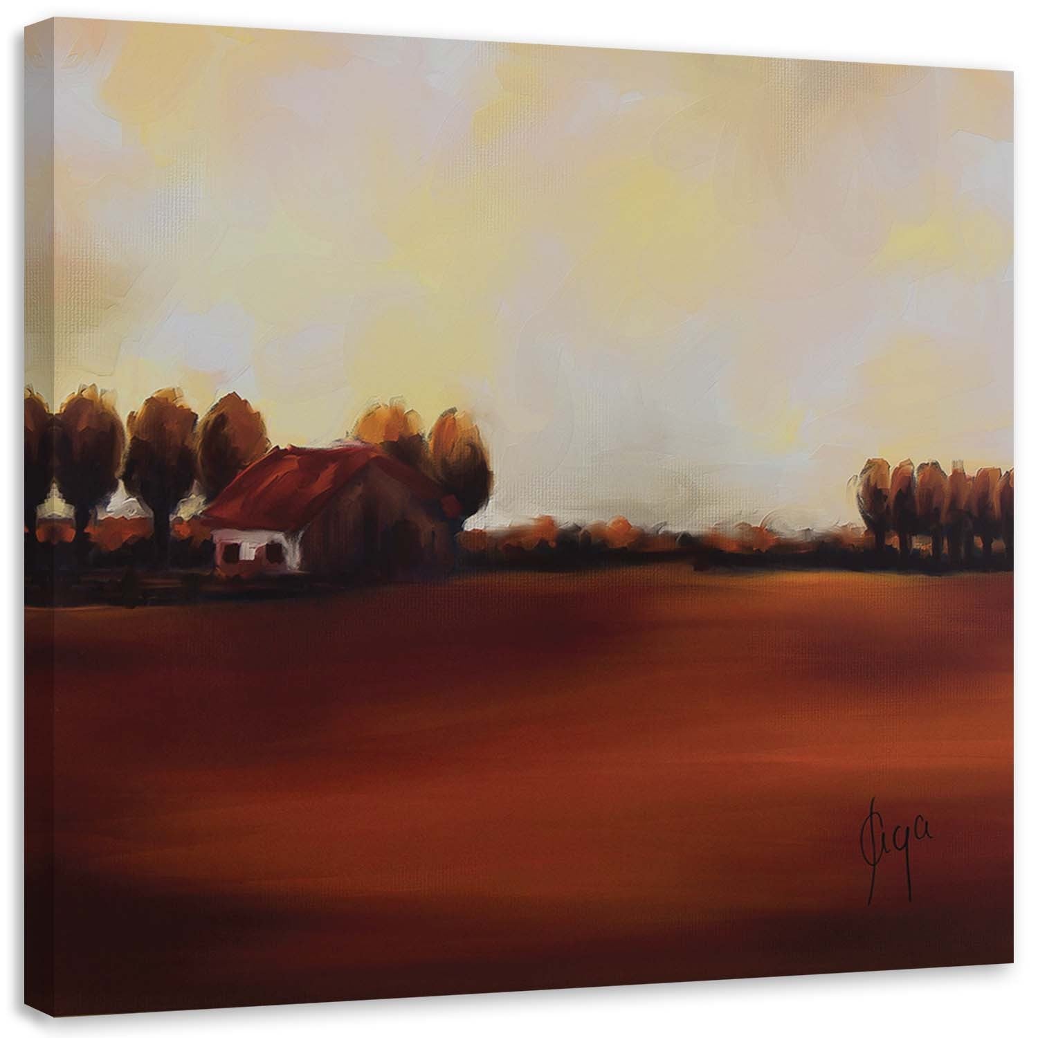 Obraz na płótnie, Widok pola na wsi 30x30