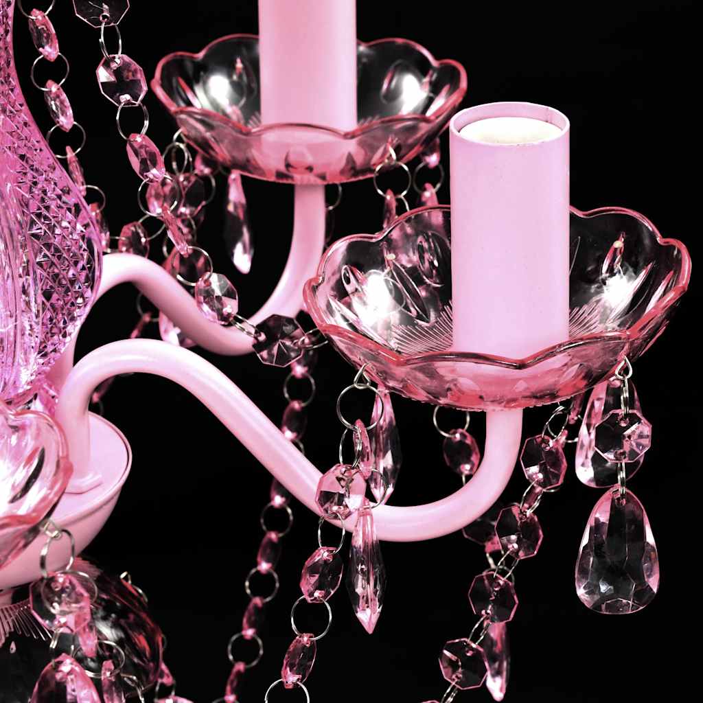 vidaXL Lustre avec 5 ampoules Crystal rose - 5